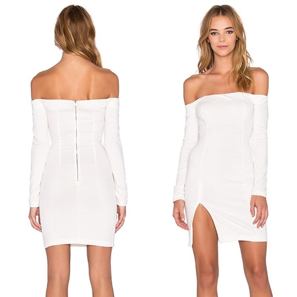 🌺CLOSET CLOSE OUT 🛍NWT WYLDER WHITE OFF  SHOULDER DRESS SMALL - Picture 2 of 4
